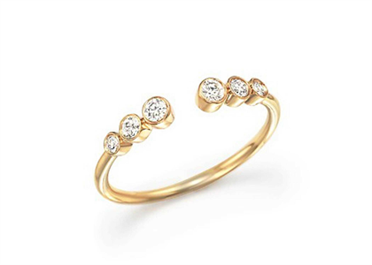CZ Studded Gold Plated Open Ring